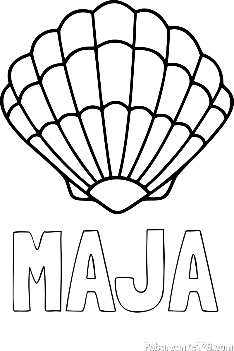 Pobarvanka imena MAJA in pobarvanka školjke