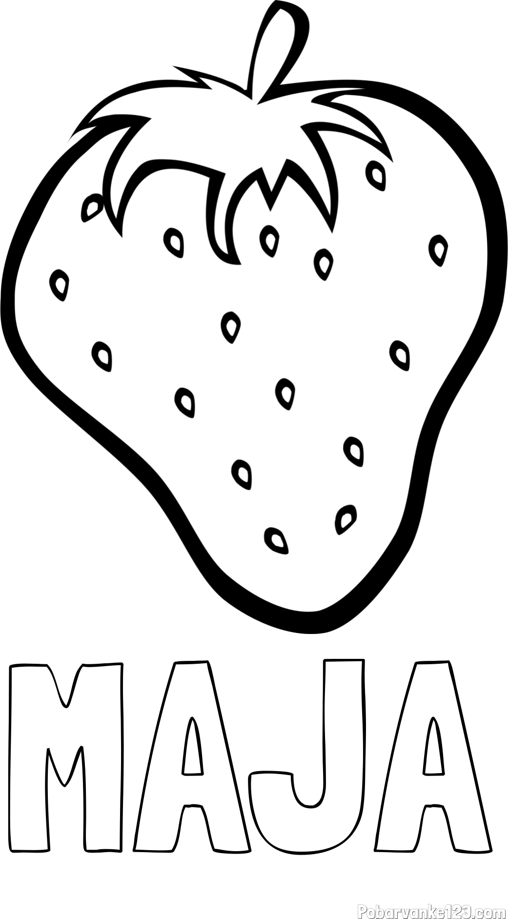 Pobarvanka imena MAJA in pobarvanka sočne jagode