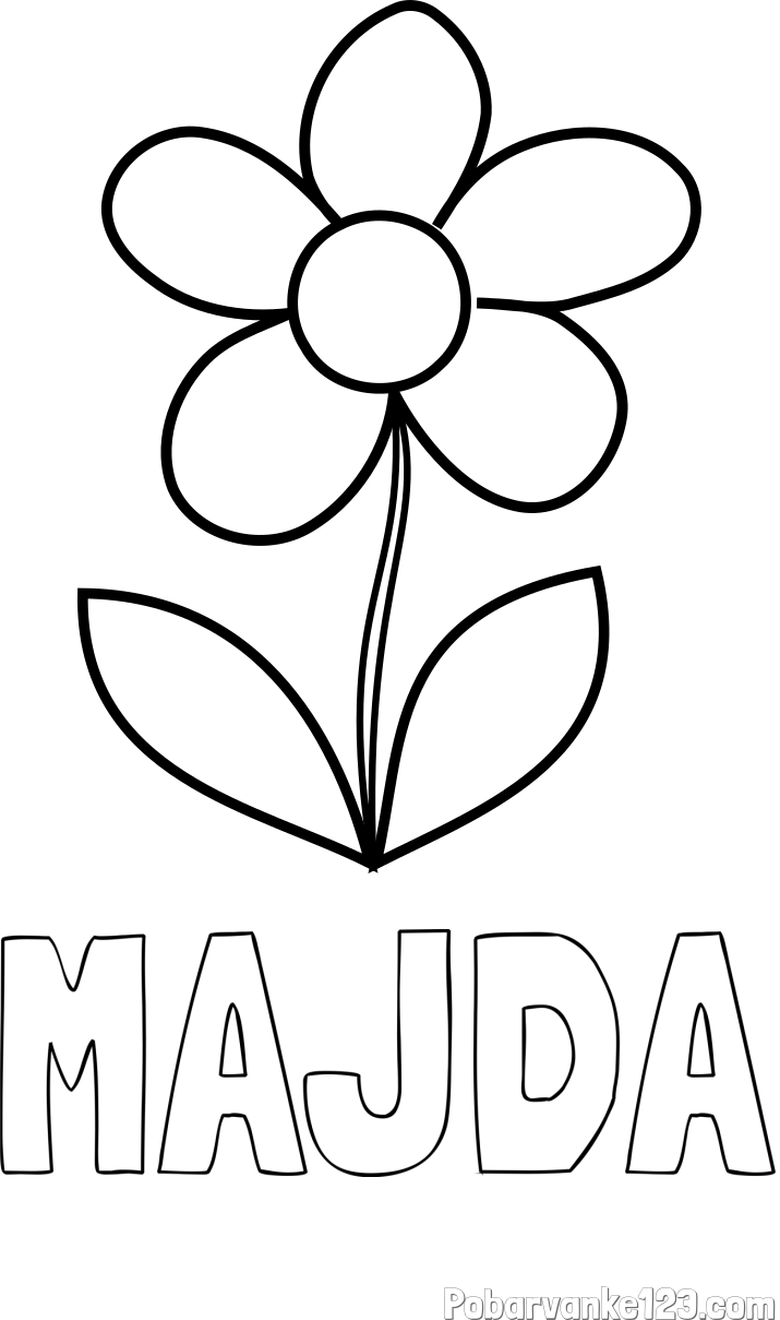 Pobarvanka imena MAJDA in pobarvanka lepe cvetlice