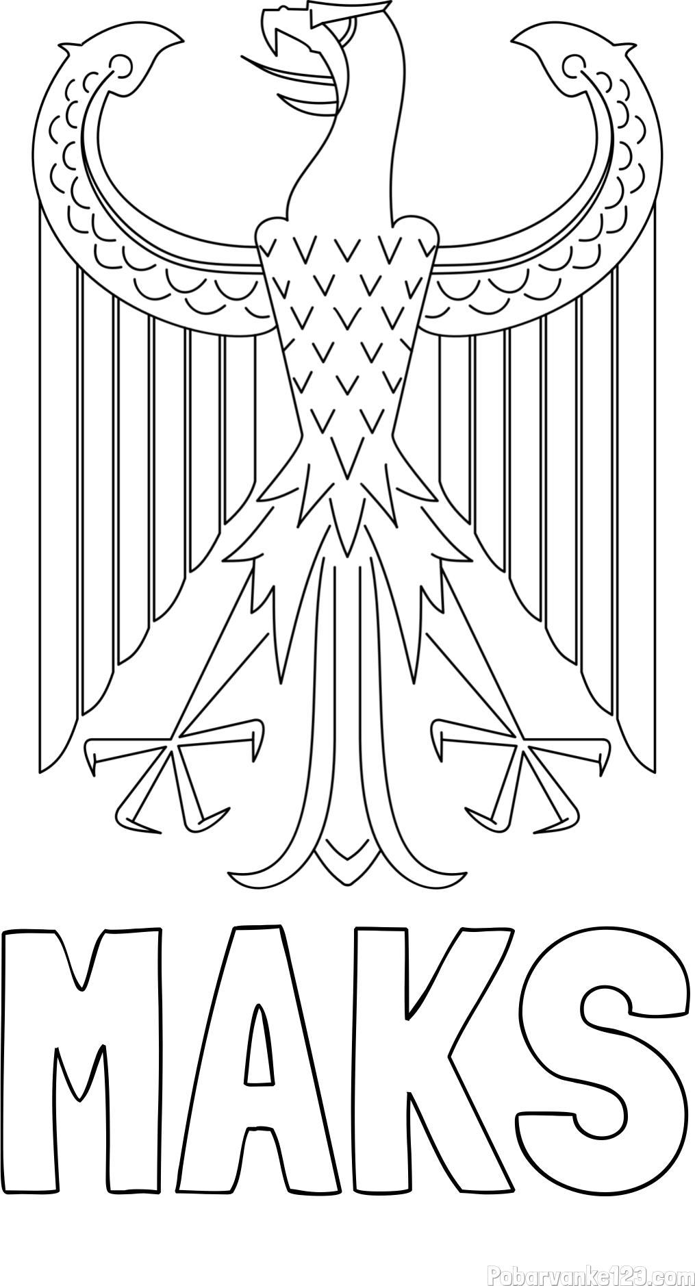 Pobarvanka imena MAKS in pobarvanka abstraktne upodobiteve orla