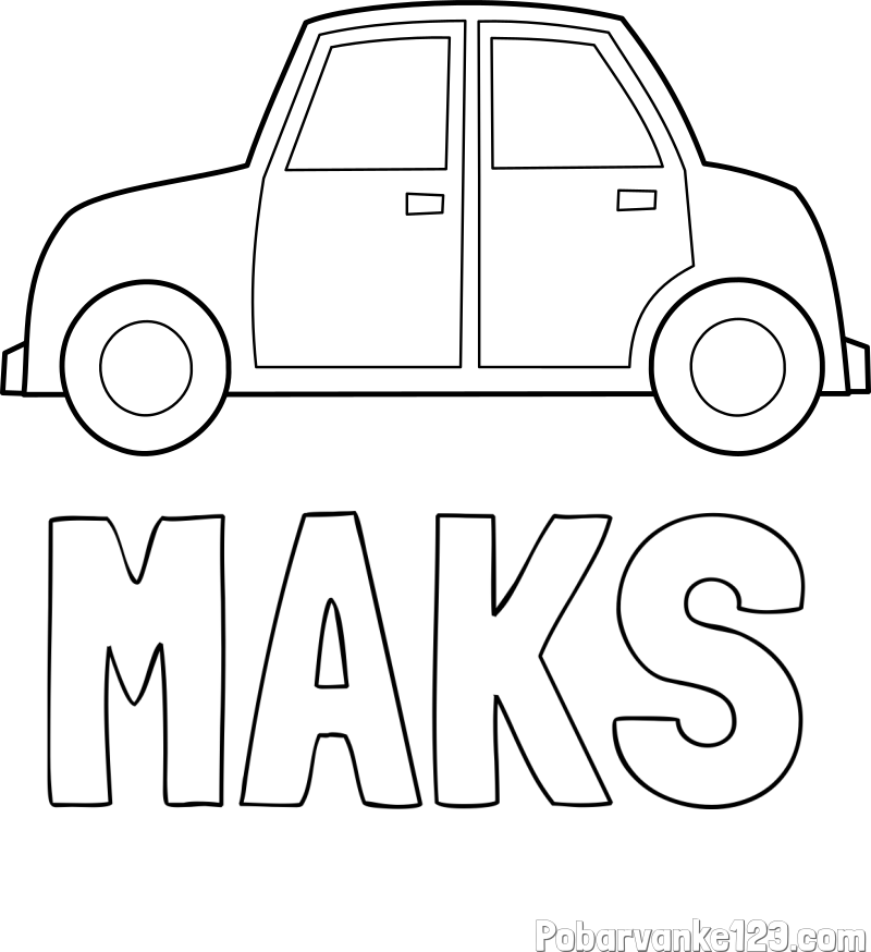 Pobarvanka imena MAKS in pobarvanka avta