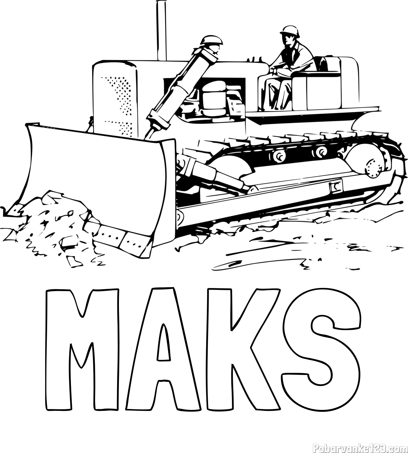 Pobarvanka imena MAKS in pobarvanka buldožerja