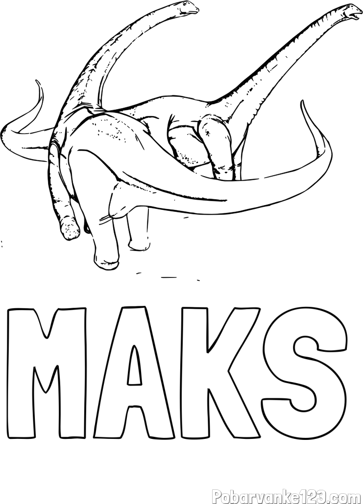 Pobarvanka imena MAKS in pobarvanka dinozavra Alamosaurus