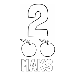Online izdelana pobarvanka - Pobarvanka imena MAKS in pobarvanka števila 2 s slikovnim prikazom