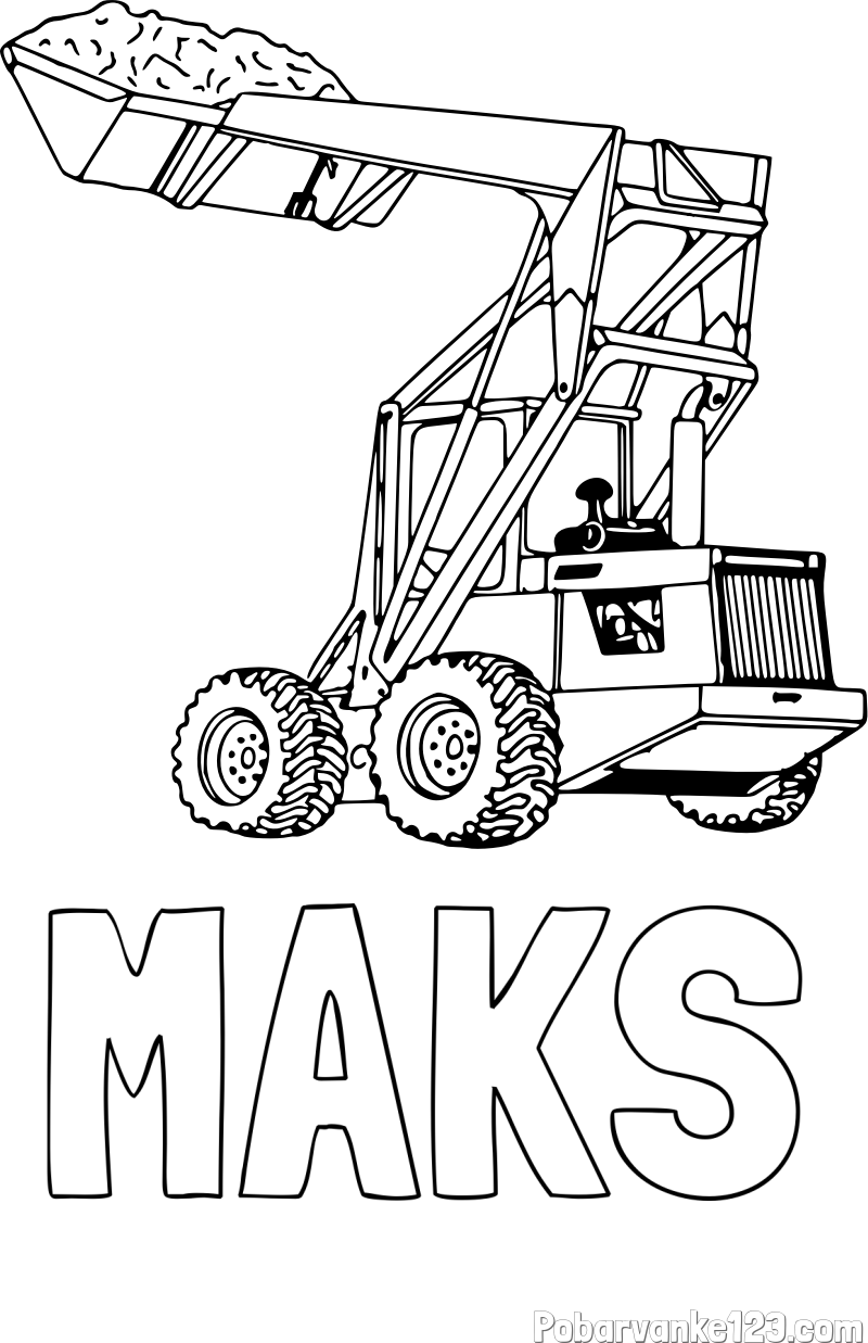 Pobarvanka imena MAKS in pobarvanka velikega traktorja