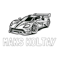 Online izdelana pobarvanka - Pobarvanka imena MAKS KOLTAY in pobarvanka modernega športnega avtomobila