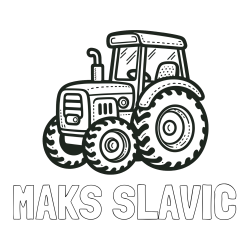 Online izdelana pobarvanka - Pobarvanka imena MAKS SLAVIČ in pobarvanka čudovitega traktorja