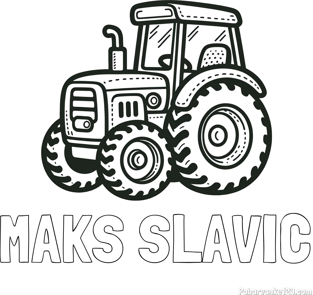Pobarvanka imena MAKS SLAVIČ in pobarvanka čudovitega traktorja