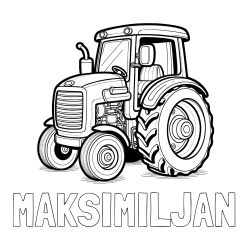 Online izdelana pobarvanka - Pobarvanka imena MAKSIMILJAN in pobarvanka starega, a lepega traktorja