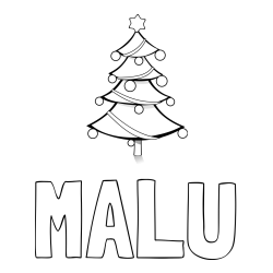 Online izdelana pobarvanka - Pobarvanka imena MALU in božična smreka