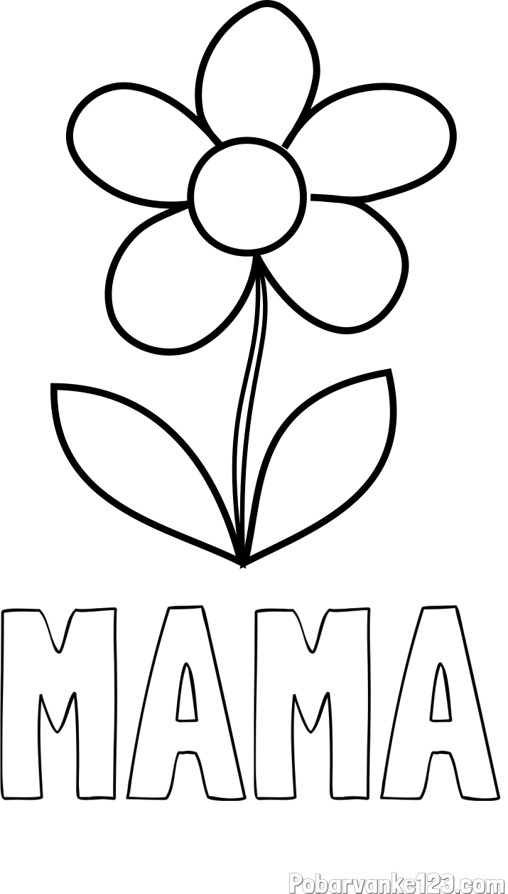 Pobarvanka imena MAMA in pobarvanka lepe cvetlice