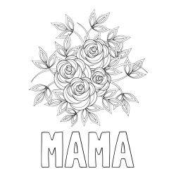Pobarvanka imena MAMA in pobarvanka šopka vrtnic