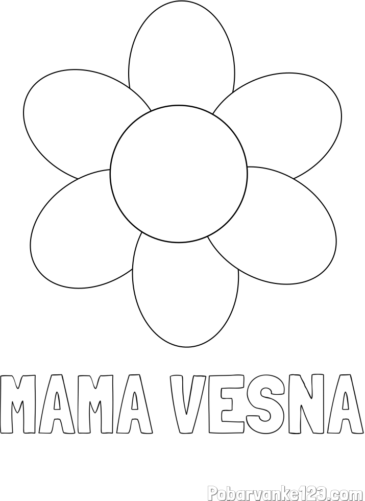 Pobarvanka imena MAMA VESNA in otroška pobarvanka cveta