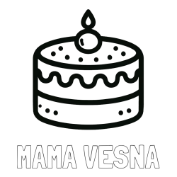 Online izdelana pobarvanka - Pobarvanka imena MAMA VESNA in otroška pobarvanka majhne torte