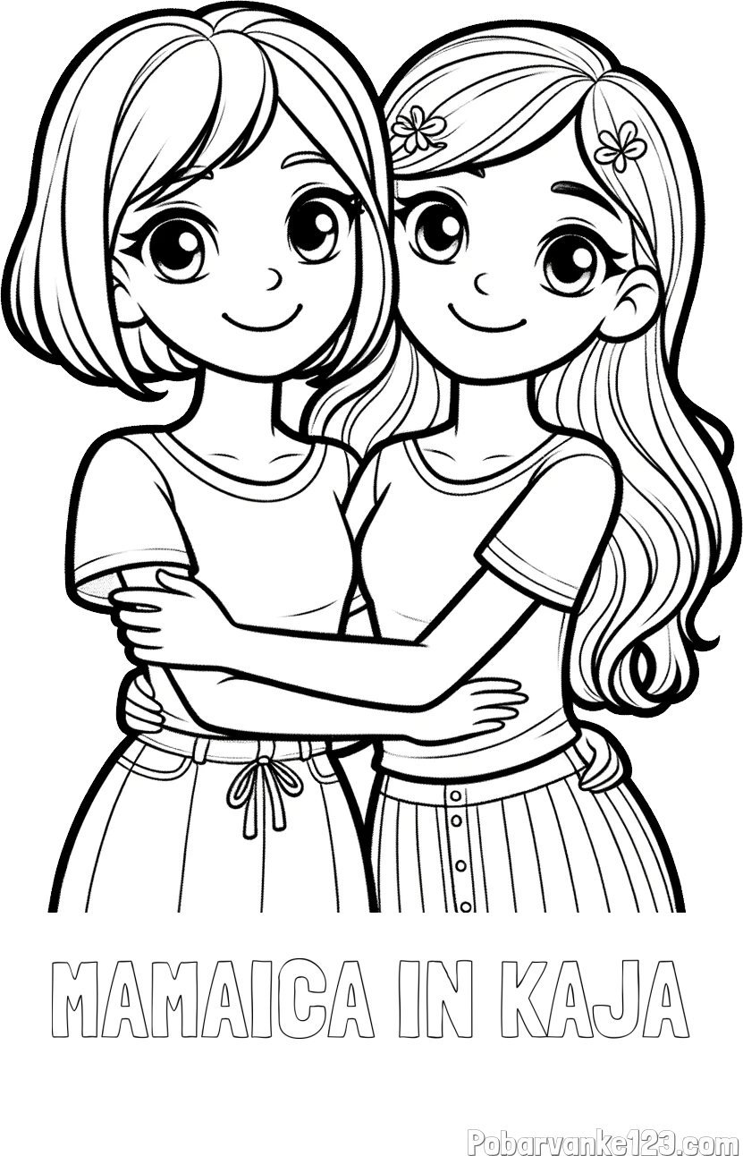 Pobarvanka imena MAMAICA IN KAJA in pobarvanka ljubkih prijateljic