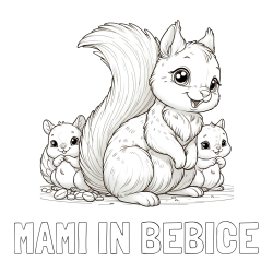 Online izdelana pobarvanka - Pobarvanka imena MAMI IN BEBICE in pobarvanka veveričje družine