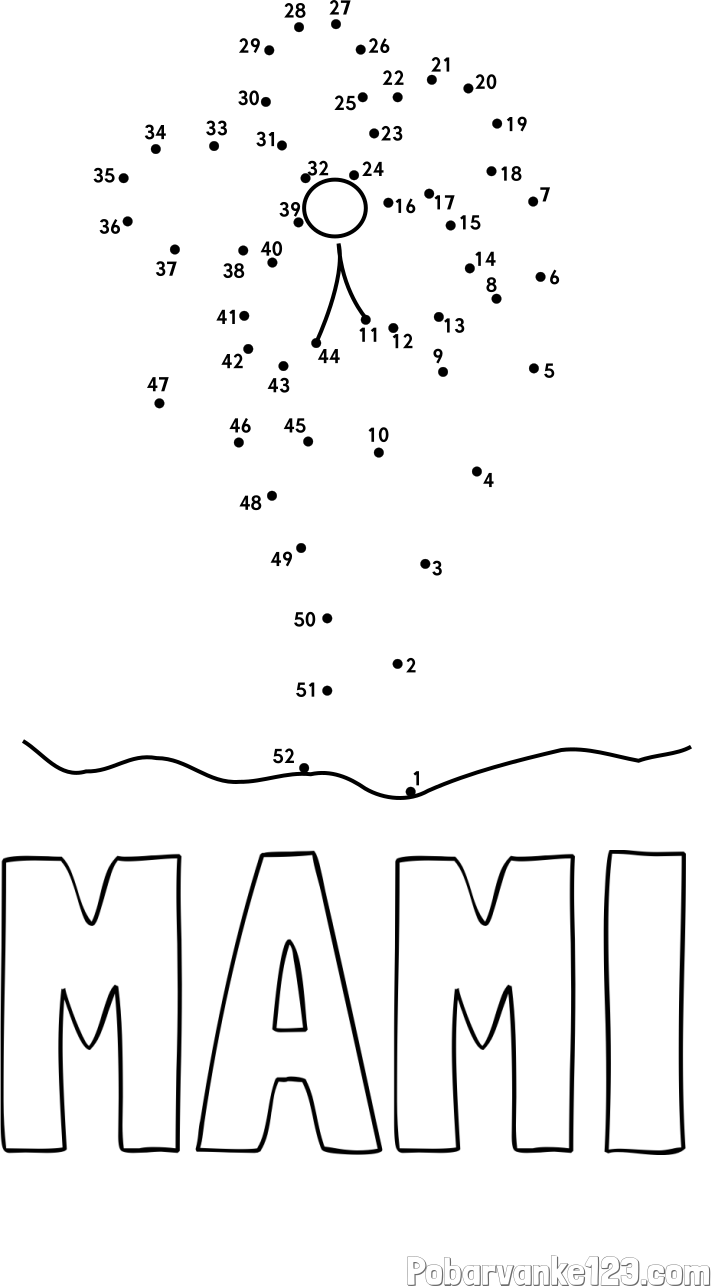 Pobarvanka imena MAMI in Črtna pobarvanka cvetlice