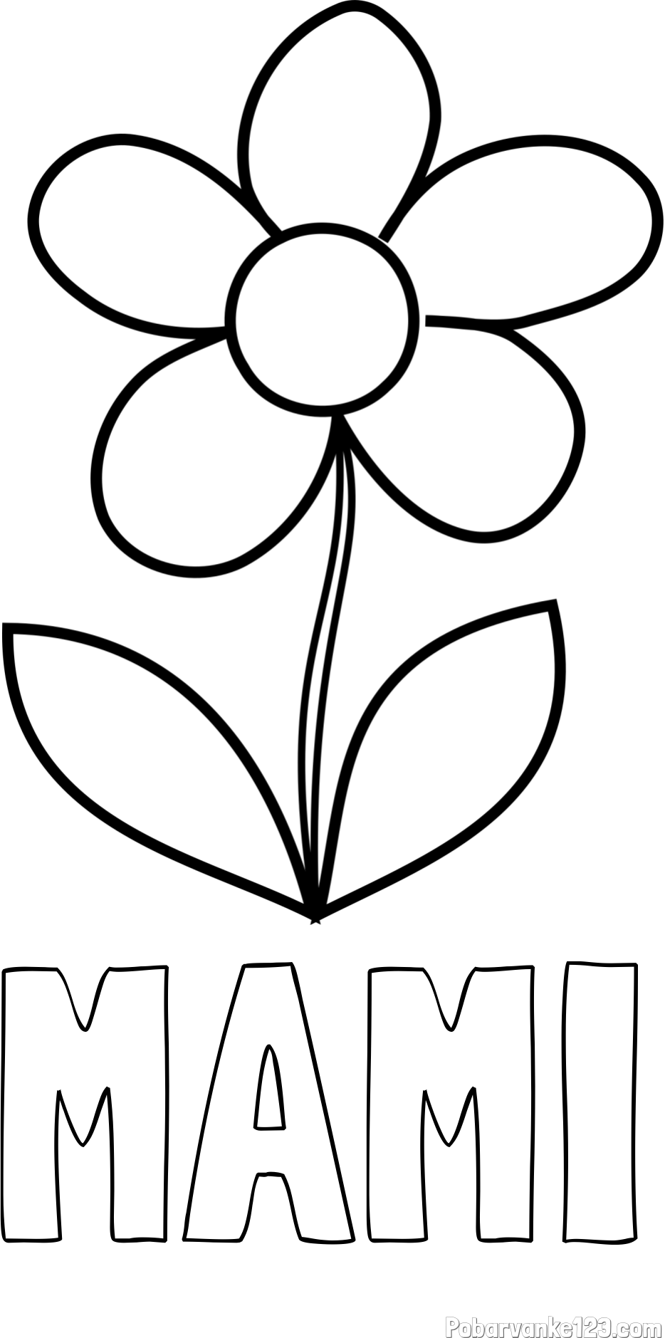 Pobarvanka imena MAMI in otroška pobarvanka rože