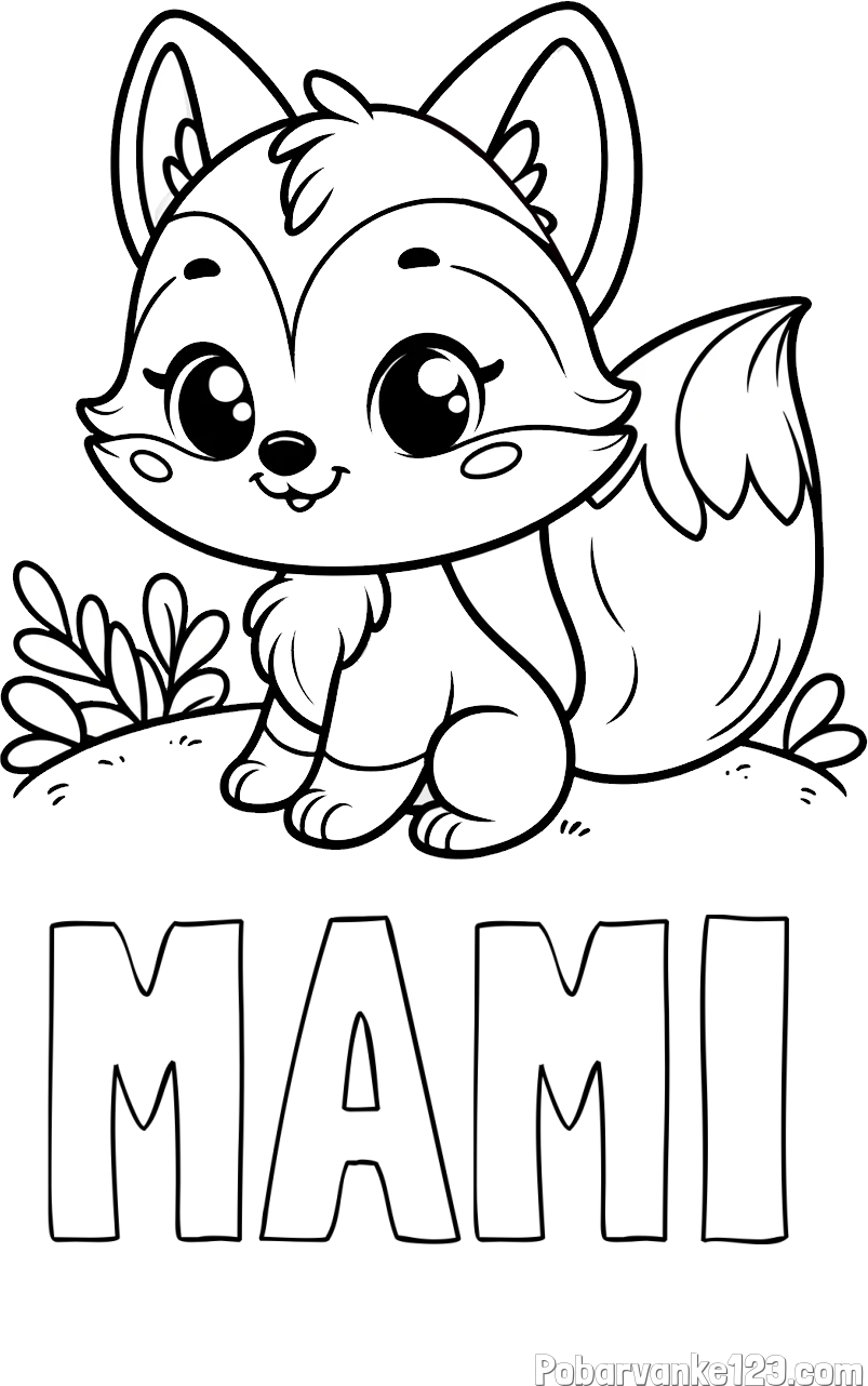 Pobarvanka imena MAMI in pobarvanka lisičke