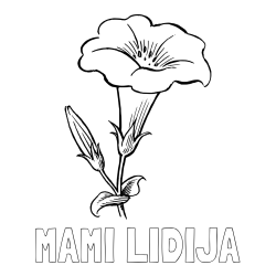 Online izdelana pobarvanka - Pobarvanka imena MAMI LIDIJA in pobarvanka rože Gamopetalous
