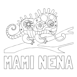 Online izdelana pobarvanka - Pobarvanka imena MAMI NENA in pobarvanka kameleona  mandale