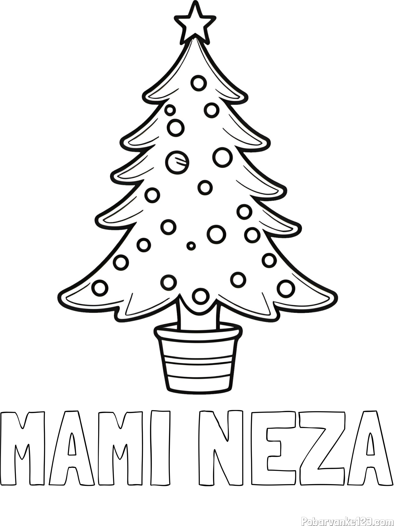 Pobarvanka imena MAMI NEŽA in pobarvanka lepe božične smrečice