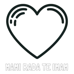 Online izdelana pobarvanka - Pobarvanka imena MAMI RADA TE IMAM in pobarvanka lepega srčka
