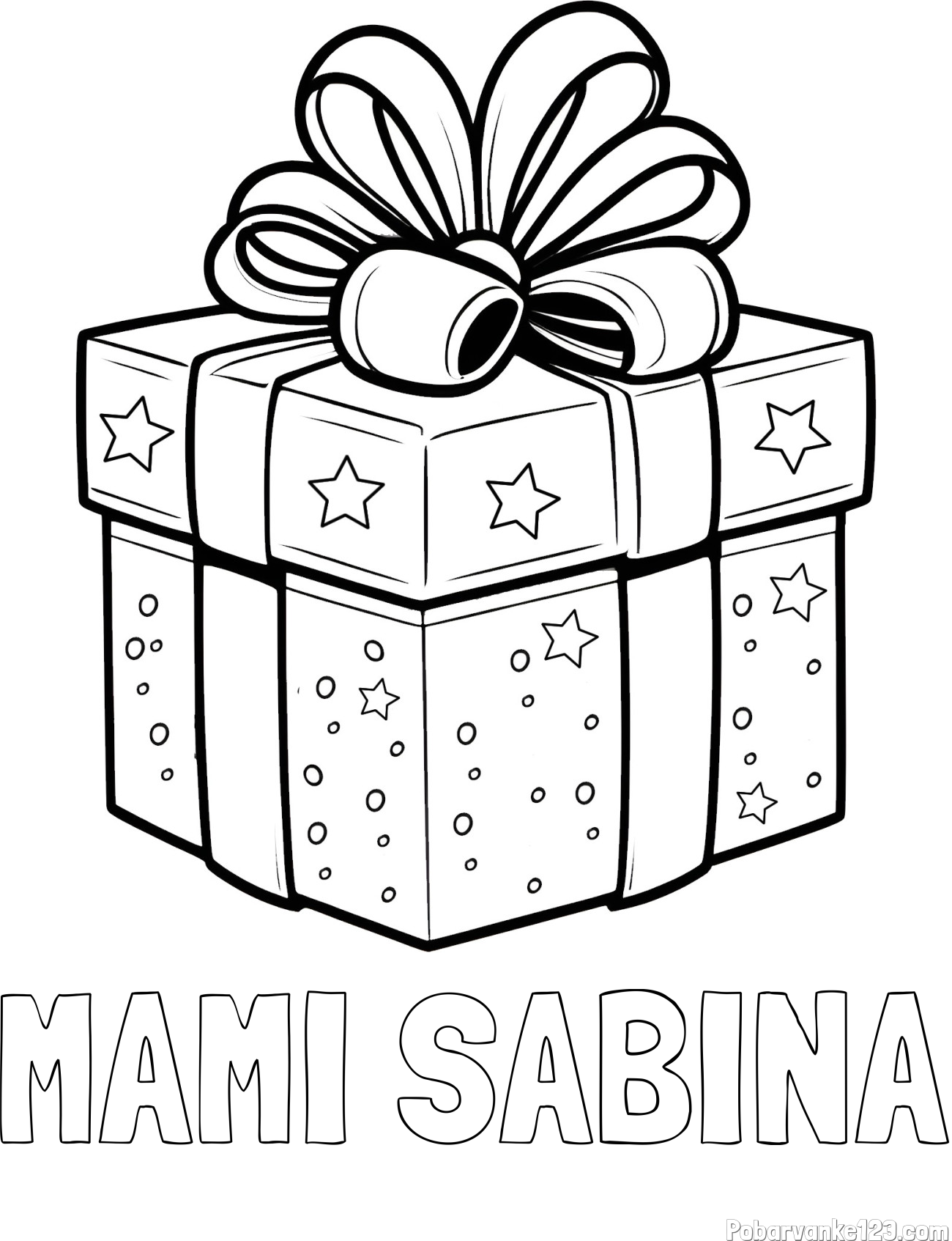 Pobarvanka imena MAMI SABINA in pobarvanka božičnega darila