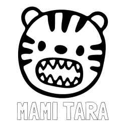 Online izdelana pobarvanka - Pobarvanka imena MAMI TARA in pobarvanka glave majhnega tigrčka