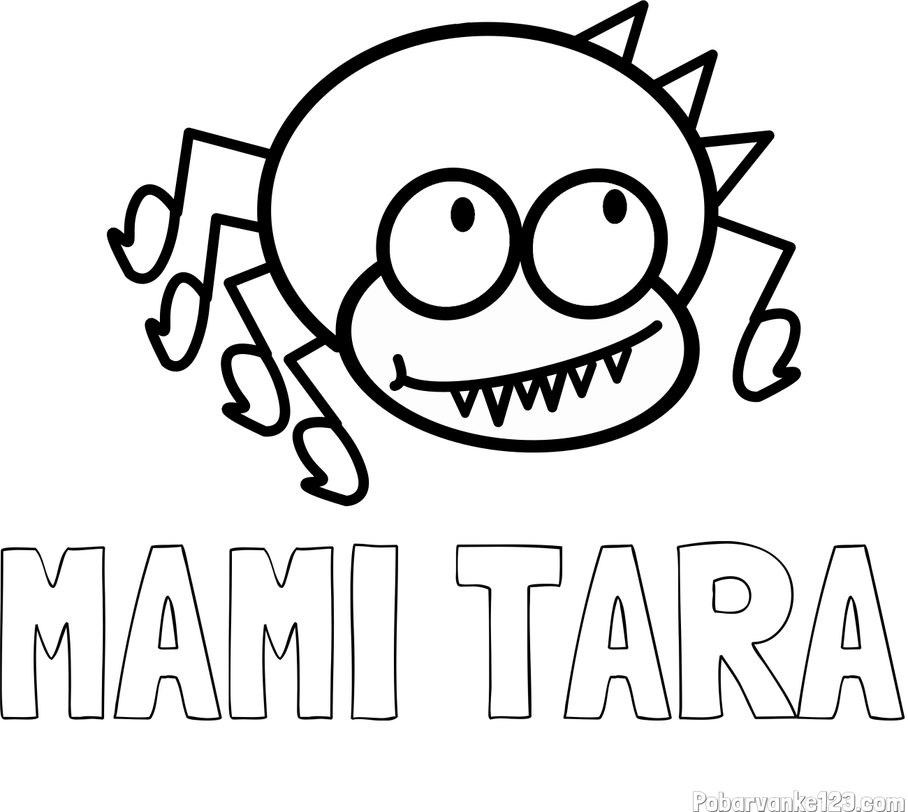 Pobarvanka imena MAMI TARA in pobarvanka smešnega pajka