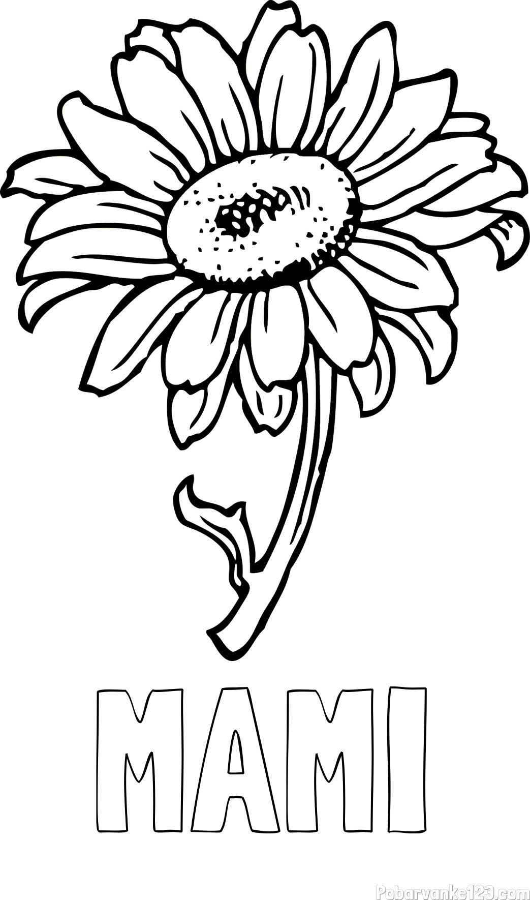 Pobarvanka imena MAMI ter sončnice