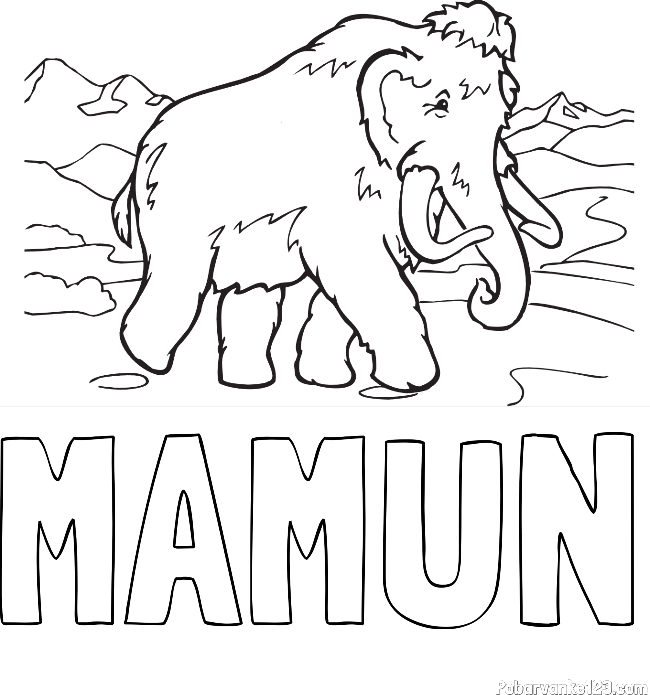 Pobarvanka imena MAMUN in pobarvanka mamut