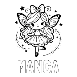 Pobarvanka imena MANCA in ljubka čarobna vila