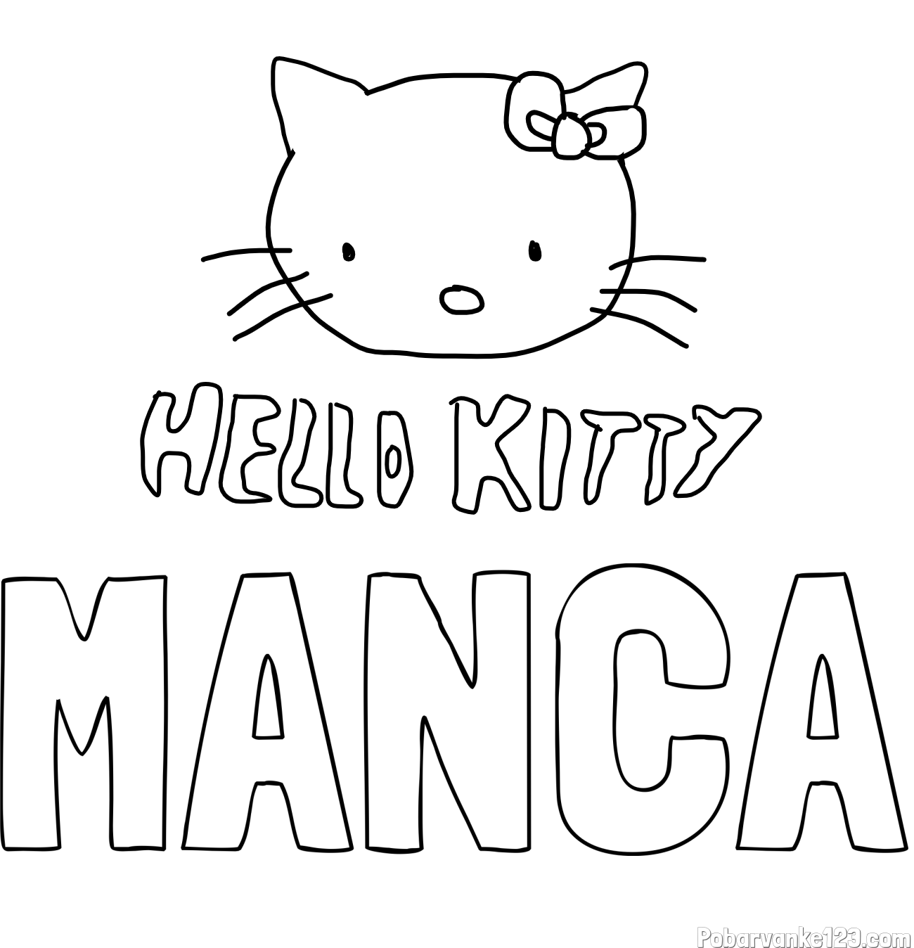 Pobarvanka imena MANCA in pobarvanka ljubke mucke Hello Kitty