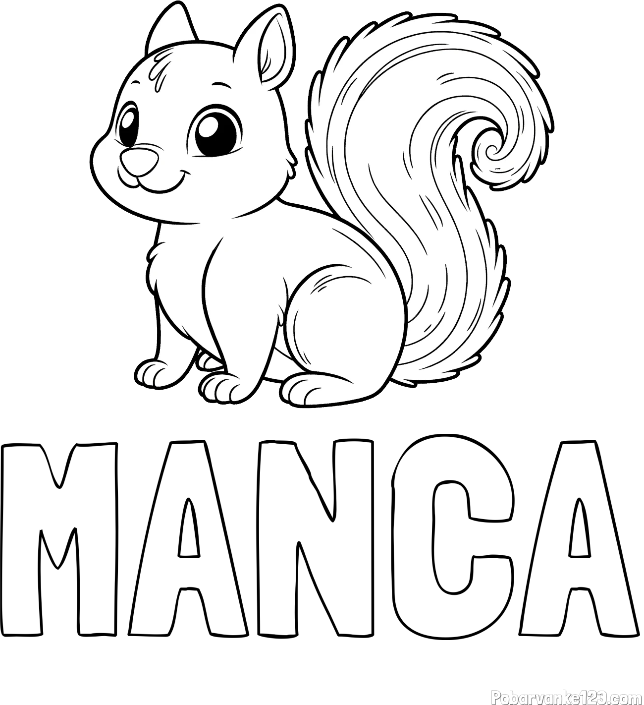 Pobarvanka imena MANCA in pobarvanka veveričke
