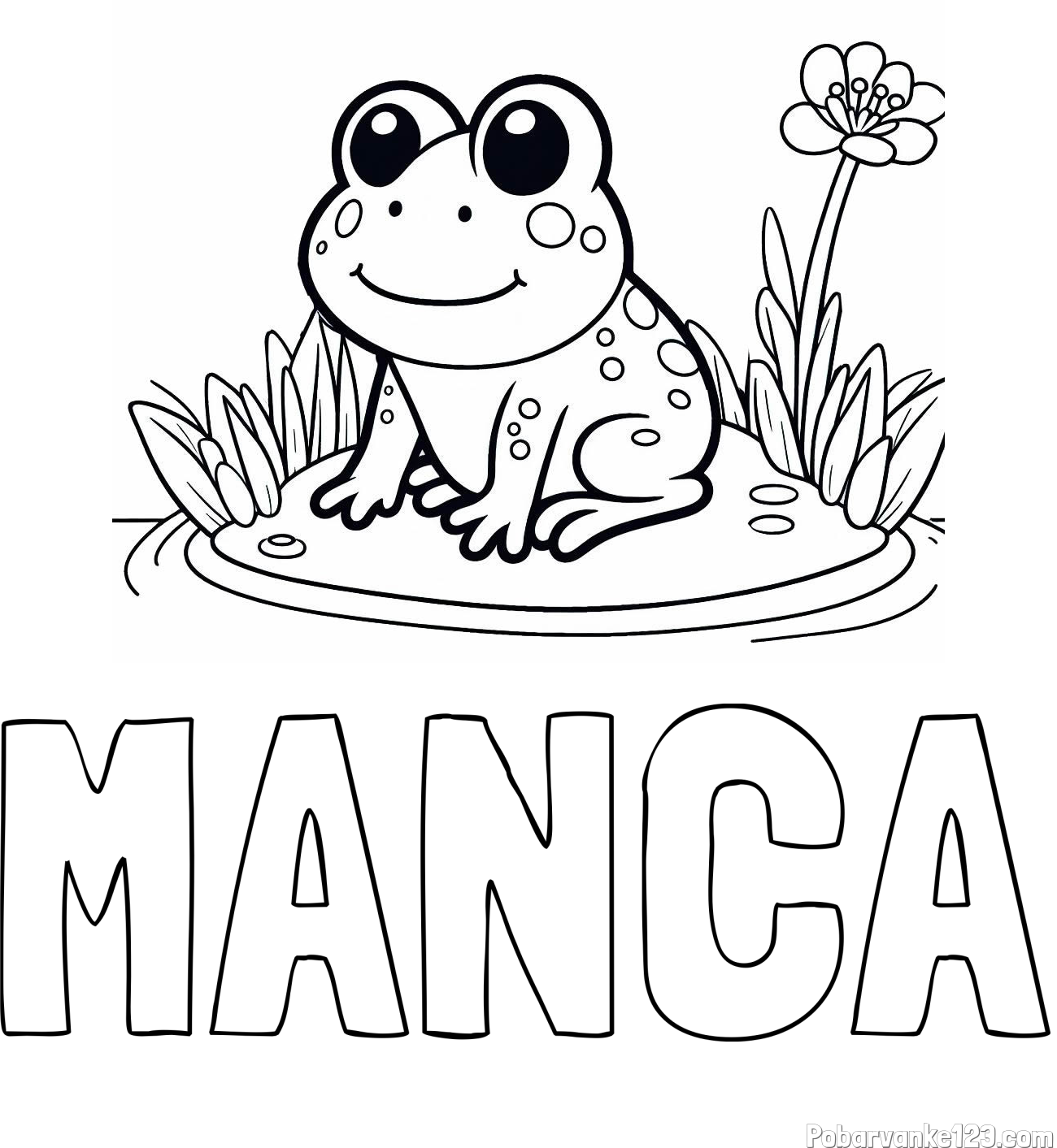 Pobarvanka imena MANCA in pobarvanka žabe