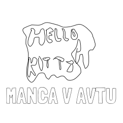 Online izdelana pobarvanka - Pobarvanka imena MANCA V AVTU in HELLO KITTY