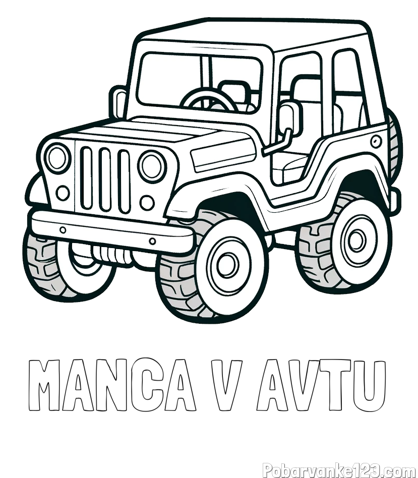 Pobarvanka imena MANCA V AVTU in preprosta pobarvanka jeep-a