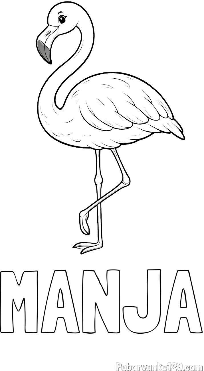 Pobarvanka imena MANJA in pobarvanka flaminga