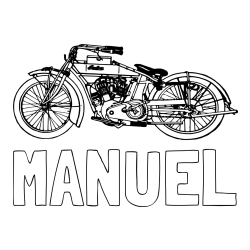 Online izdelana pobarvanka - Pobarvanka imena MANUEL in pobarvanka starega motorja