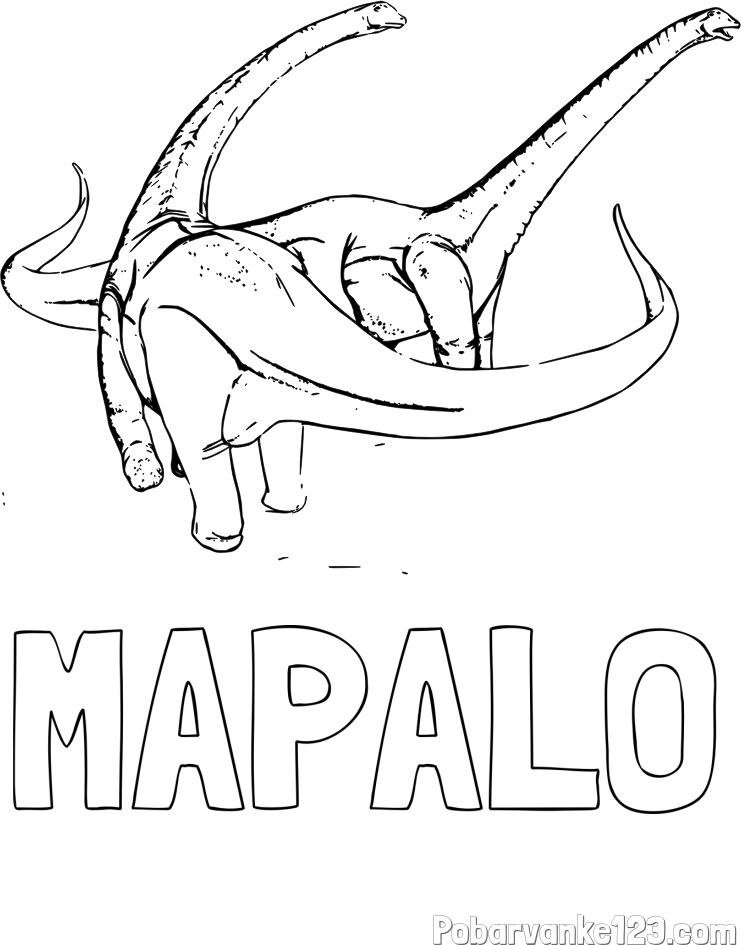 Pobarvanka imena MAPALO in pobarvanka dinozavra Alamosaurus