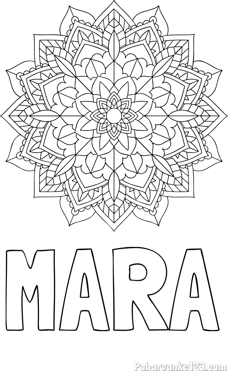 Pobarvanka imena MARA in Čudovita pobarvanka mendale