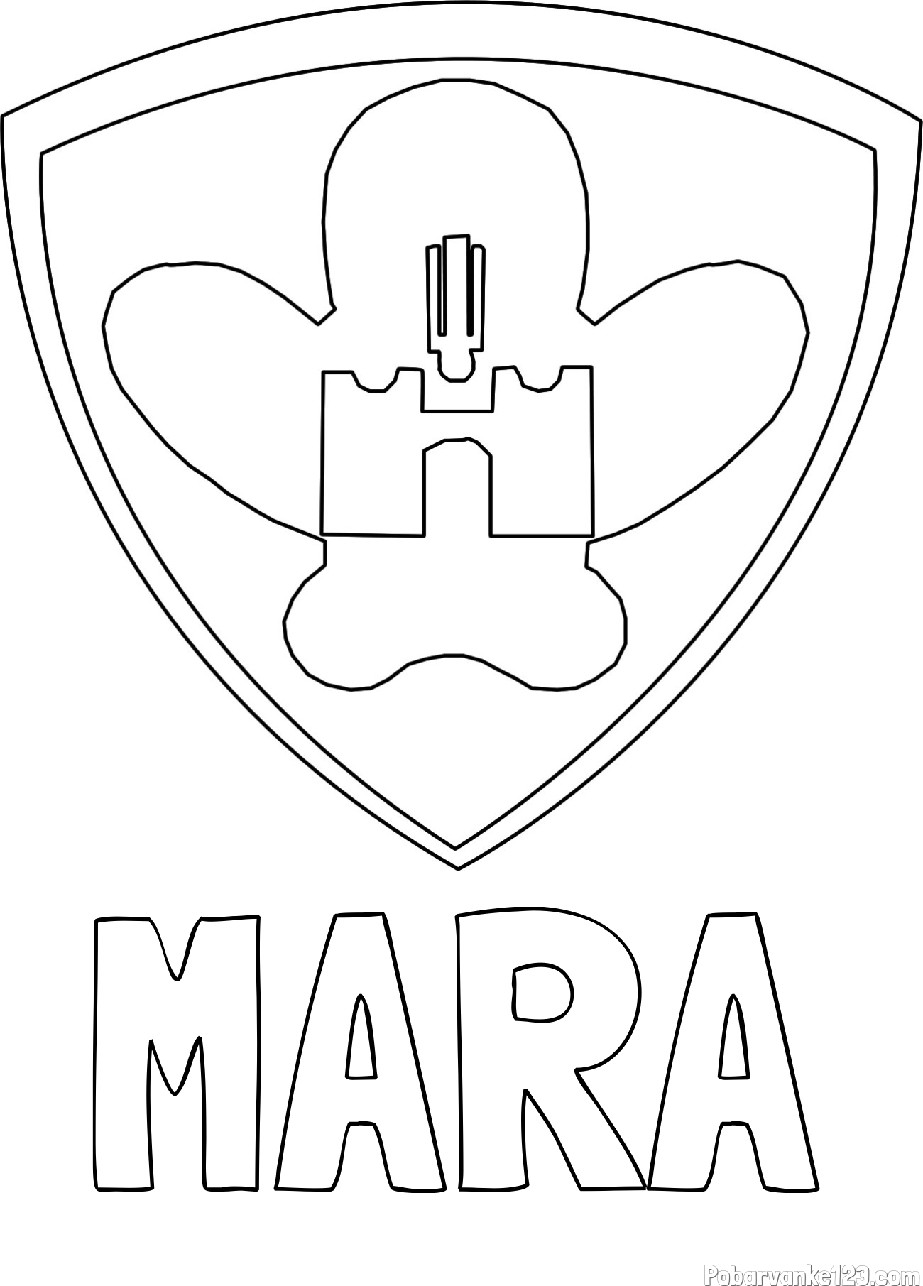 Pobarvanka imena MARA in pobarvanka NK Maribor (grb)