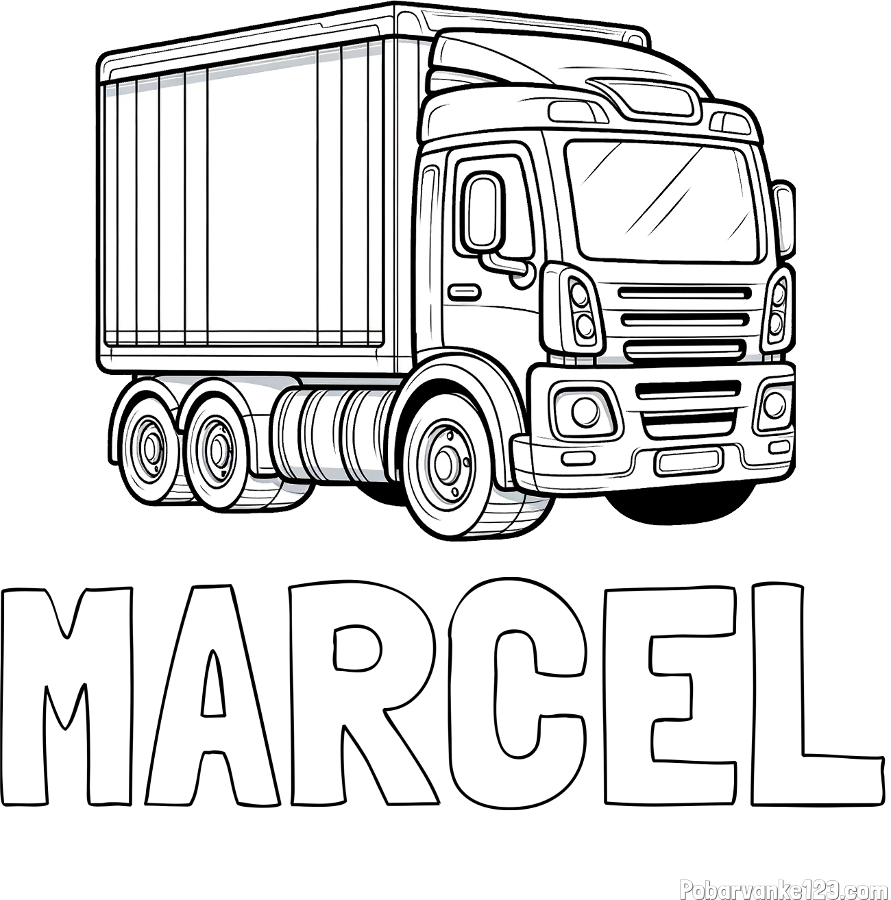 Pobarvanka imena MARCEL in pobarvanka velikega tovornjaka