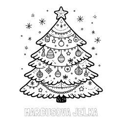 Online izdelana pobarvanka - Pobarvanka imena MARCUSOVA JELKA in pobarvanka novoletne jelke