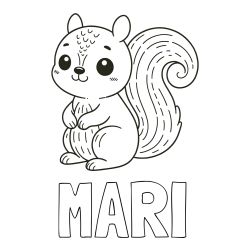 Online izdelana pobarvanka - Pobarvanka imena MARI in otroška pobarvanka veveričke