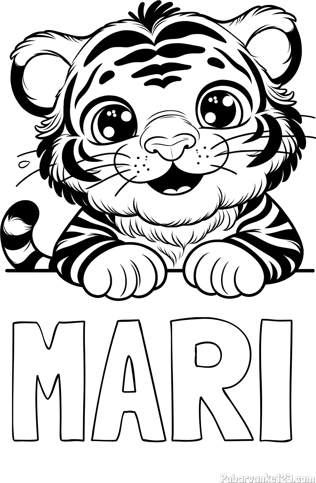 Pobarvanka imena MARI in pobarvanka tigrček
