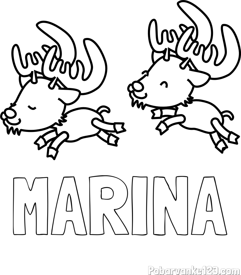 Pobarvanka imena MARINA in jelenčka