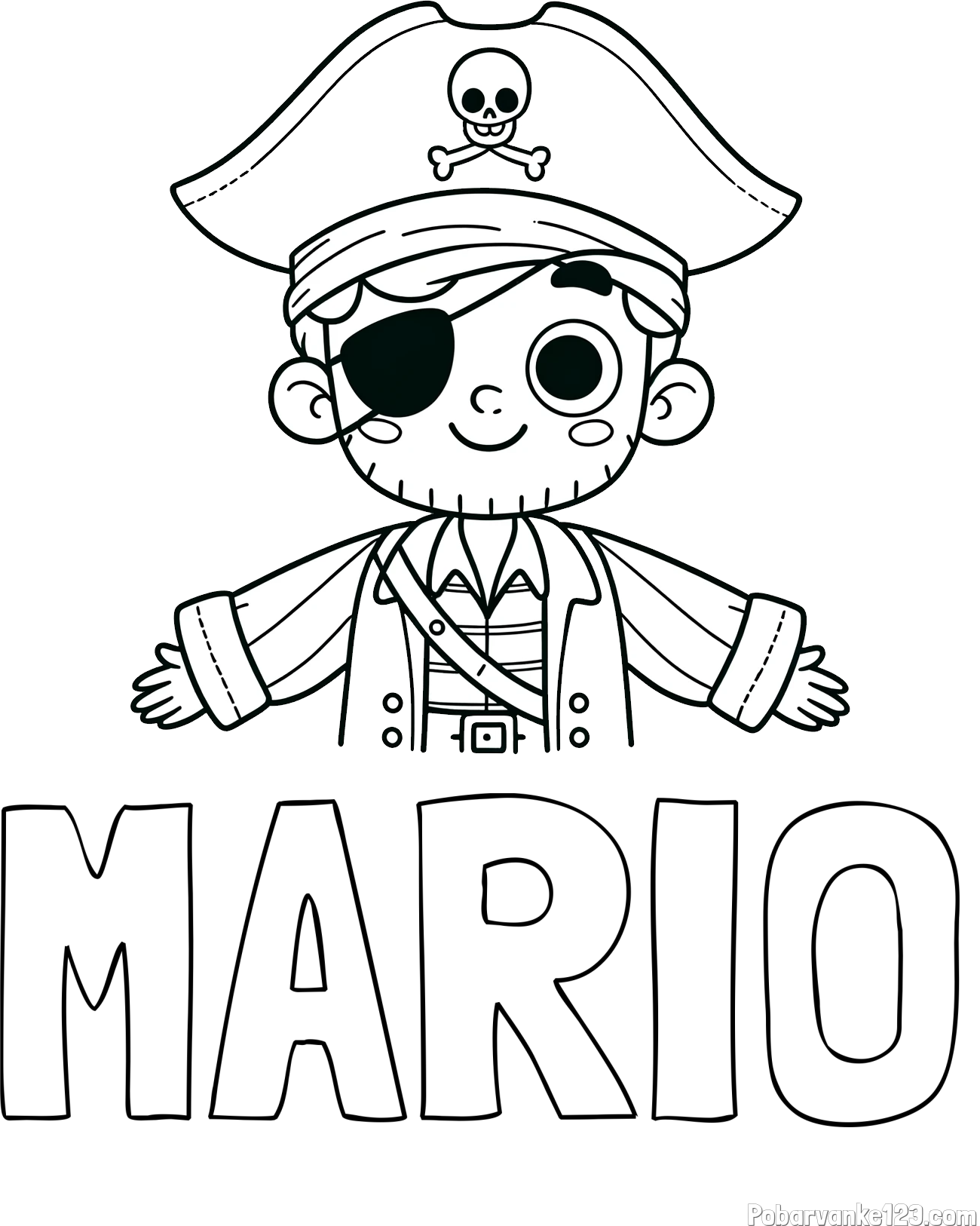 Pobarvanka imena MARIO in pobarvanka prijaznega gusarja