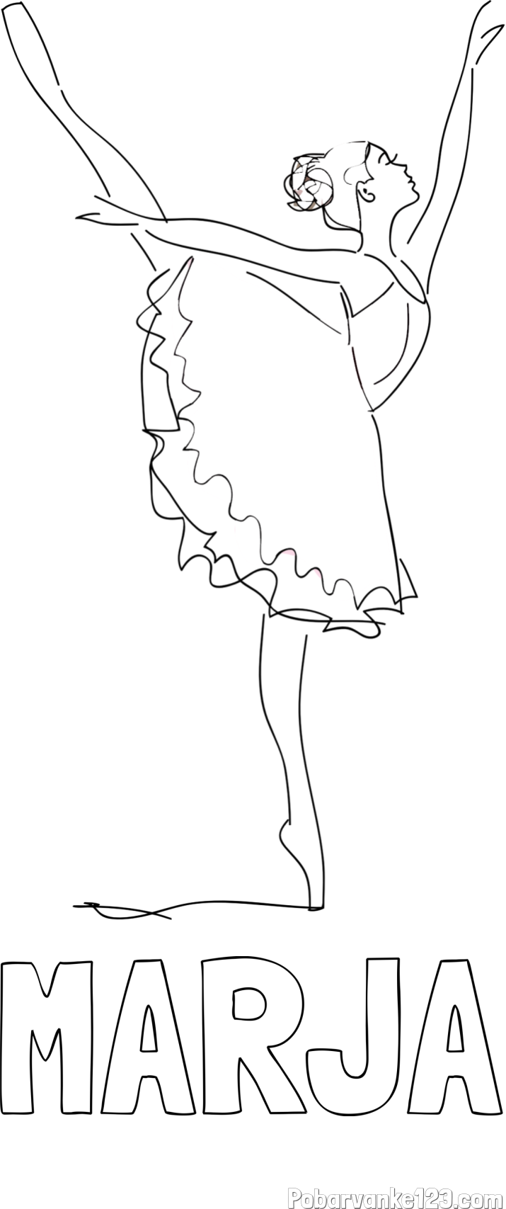 Pobarvanka imena MARJA in pobarvanka ljubke baletke